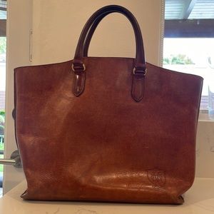 Massimo Dutti distressed leather purse with shoulder strap